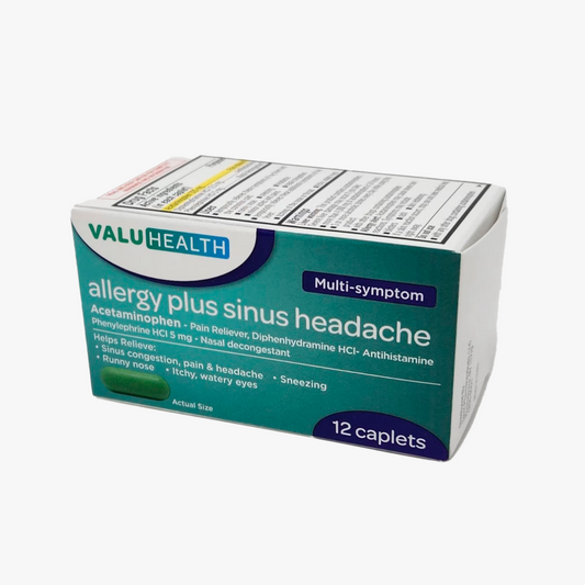 ValuHealth Allergy Plus Sinus Headache - 12 Tabletas