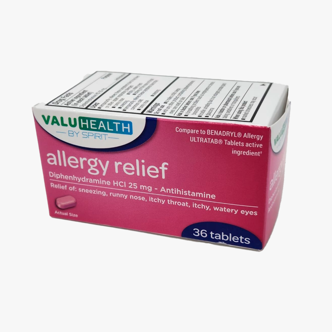 ValuHealth Allergy Relief con Difenhidramina HCI 25 mg - 36 Tabletas