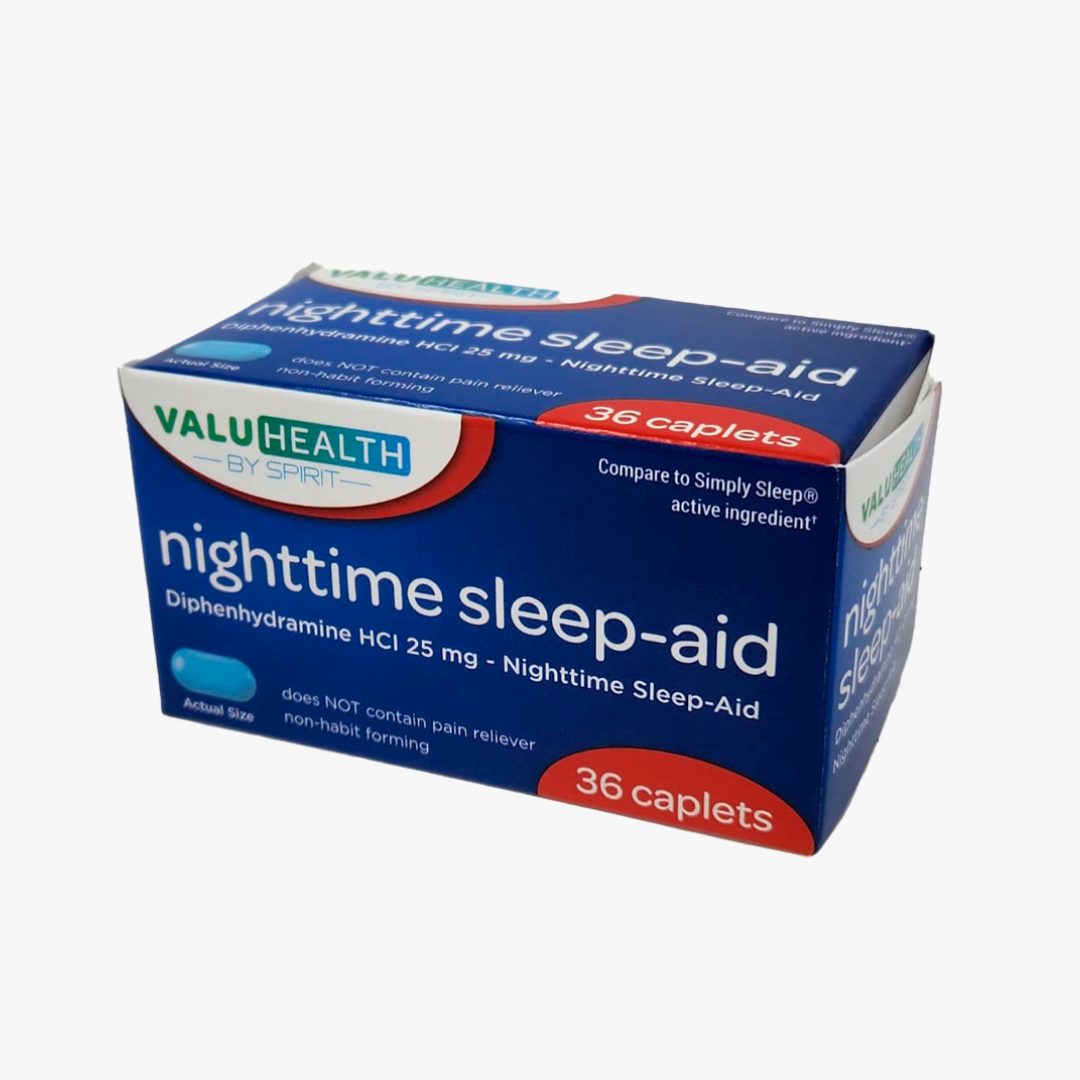 ValuHealth Nighttime Sleep-Aid con Difenhidramina HCI 25 mg - 36 Cápsulas