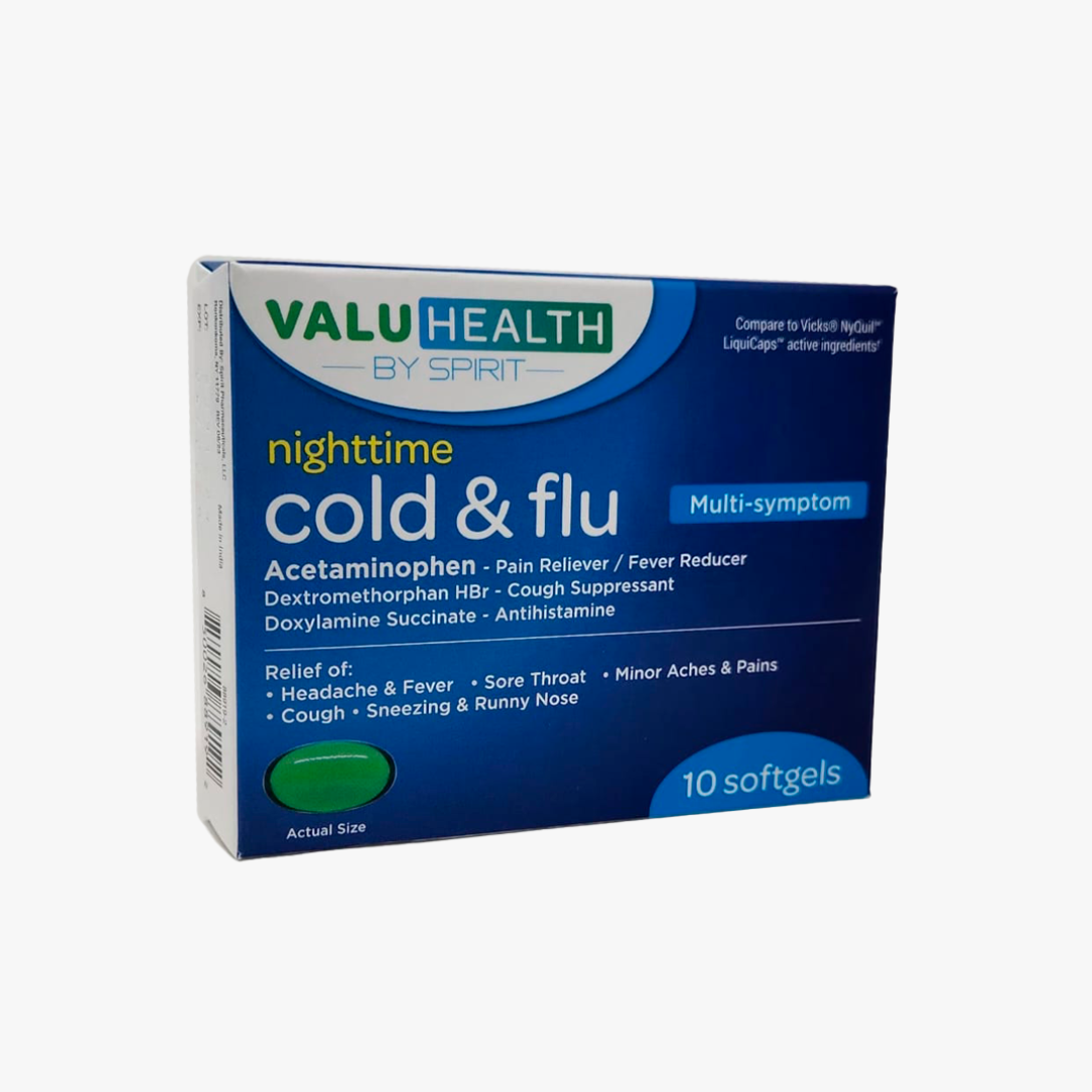 ValuHealth Cold & Flu Nighttime – 10 Softgels